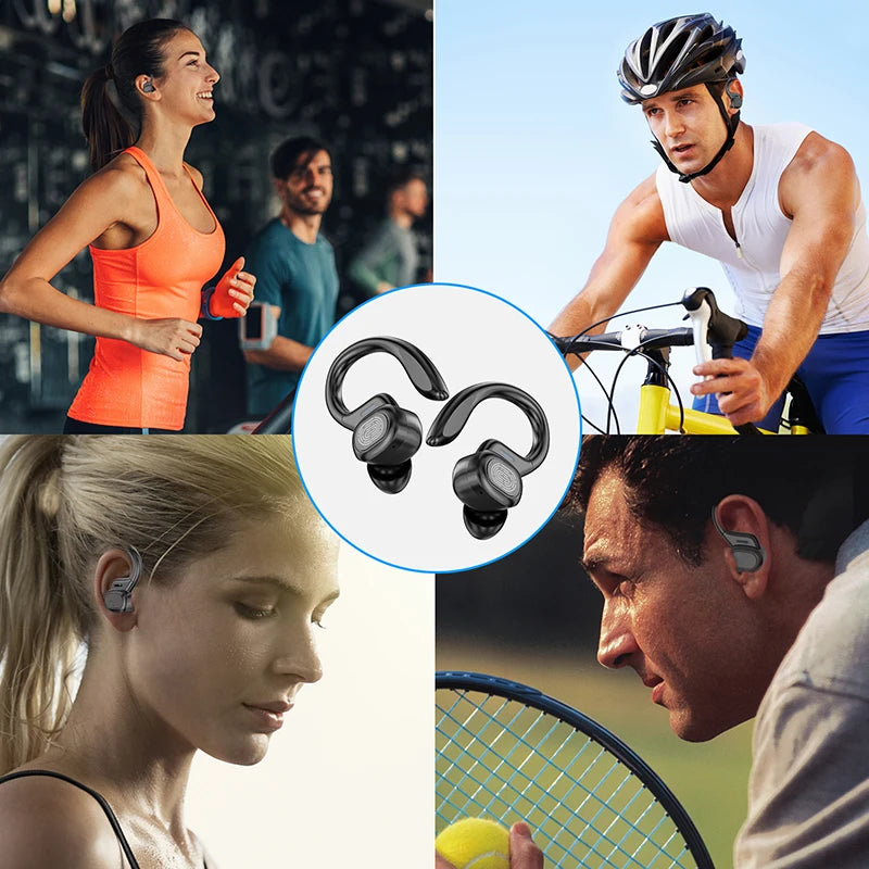 Ergonomic Waterproof Sports Headphones with LED Power Display
