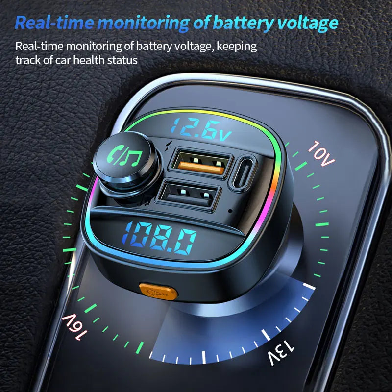 Bluetooth 5.3 Car FM Transmitter with PD 20W & QC 3.0 Fast Charger