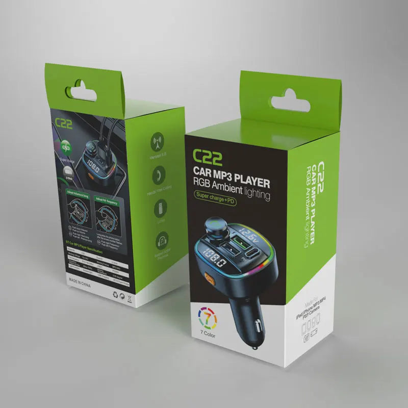 Bluetooth 5.3 Car FM Transmitter with PD 20W & QC 3.0 Fast Charger