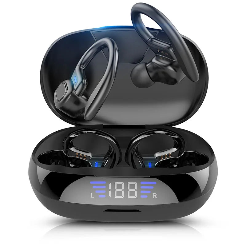 Ergonomic Waterproof Sports Headphones with LED Power Display