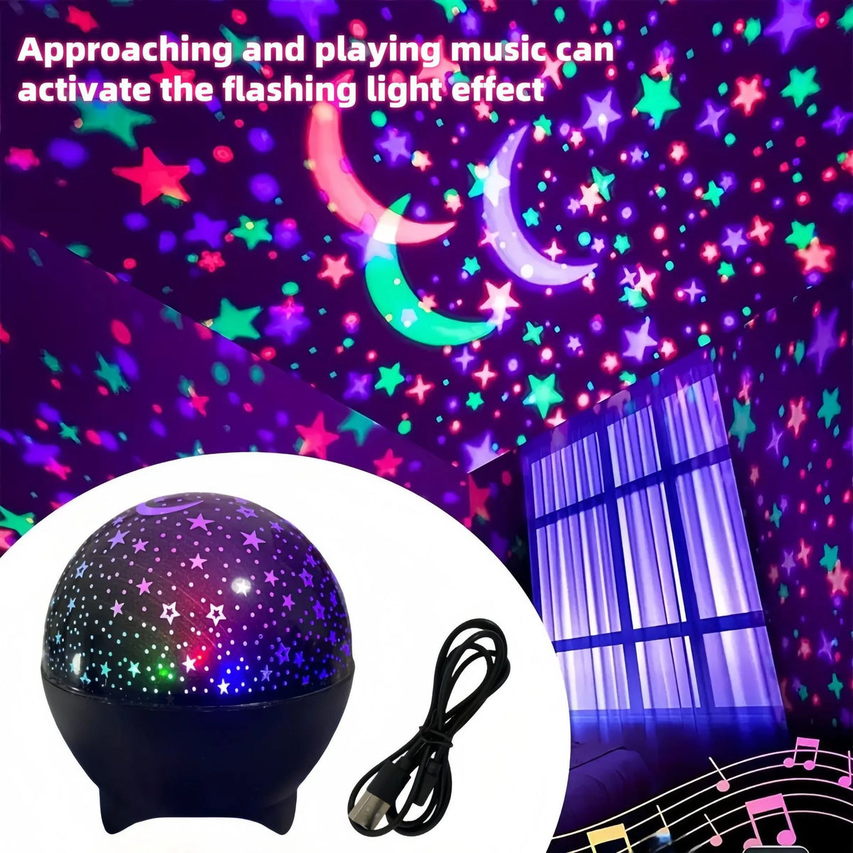 360° Rotating LED Starry Sky & Moon Night Light Projector