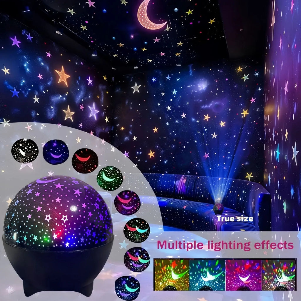 360° Rotating LED Starry Sky & Moon Night Light Projector