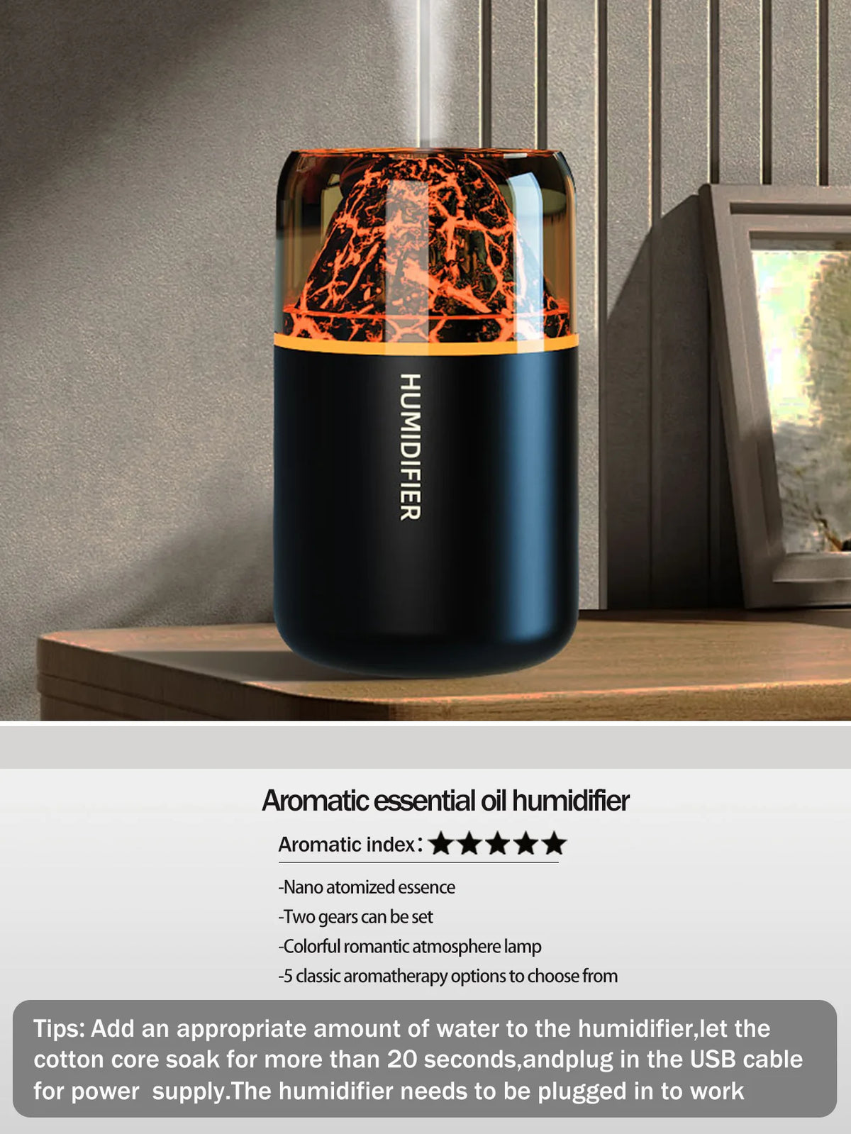 Ultra-Quiet Mini USB Portable Car & Home Air Humidifier with LED Atmosphere Light