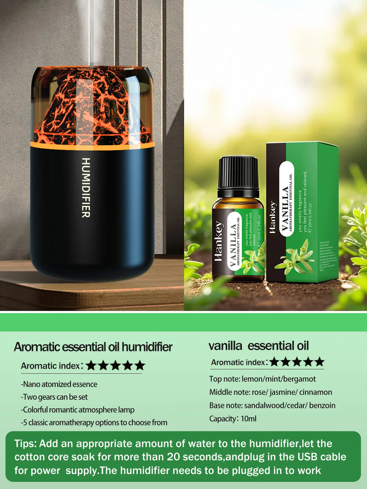 Ultra-Quiet Mini USB Portable Car & Home Air Humidifier with LED Atmosphere Light