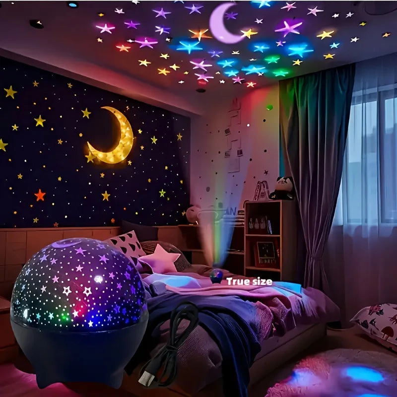 360° Rotating LED Starry Sky & Moon Night Light Projector