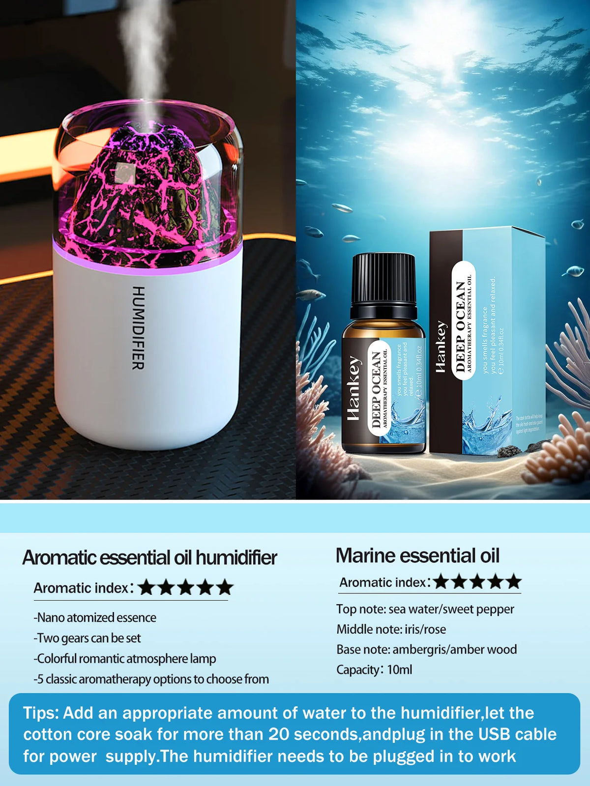 Ultra-Quiet Mini USB Portable Car & Home Air Humidifier with LED Atmosphere Light