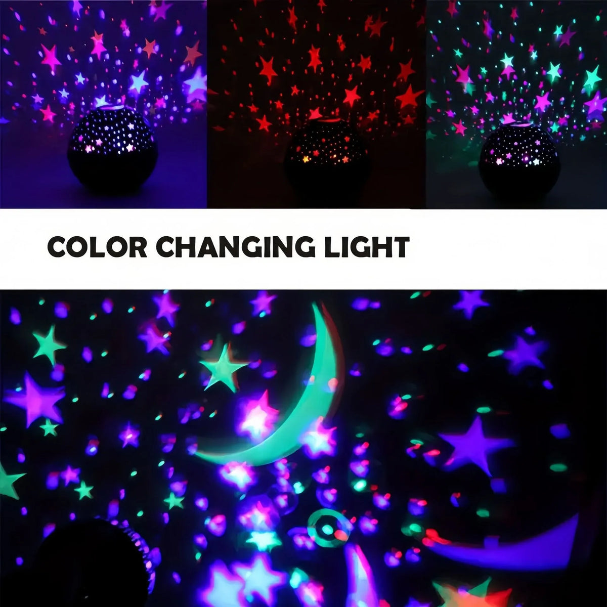 360° Rotating LED Starry Sky & Moon Night Light Projector