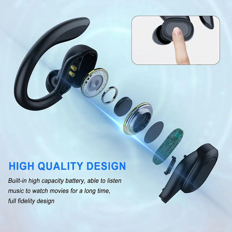 Ergonomic Waterproof Sports Headphones with LED Power Display